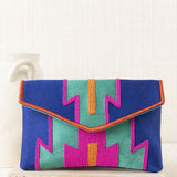 Bolso Cartera Mano Bordada Azul