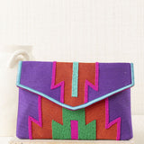 Bolso Cartera Mano Bordada Violeta
