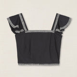Conjunto de Top-Falda Bordado Palmeras Negro