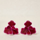 Bicolor raffia flower earring White