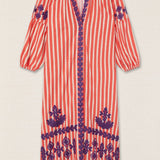 Embroidered striped kurta Orange/White Lines