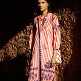 Embroidered striped kurta Orange/White Lines