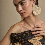 Bolso Mano Rafia Palmeras Negro