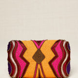 Clutch Bordado Hilos Y Resinas Naranja