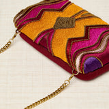 Clutch Bordado Hilos Y Resinas Naranja