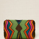 Clutch Bordado Hilos Y Resinas Verde