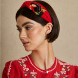 Embroidered Toucan Headband Red