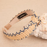 Blue Trimmed Raffia Headband