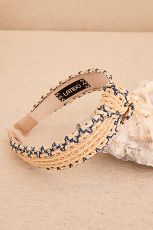 Blue Trimmed Raffia Headband