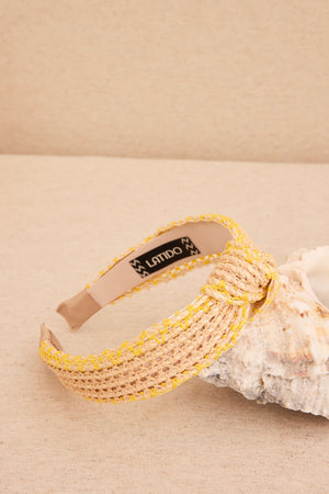 Yellow Raffia Trimmed Headband