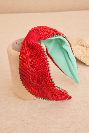 Red Resin Embroidered Headband