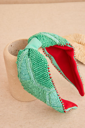 Embroidered Headband with Turquoise Resin Stones