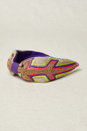 Diadema Bordada Tribal Morado