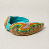 Diadema Bordada Tribal Turquesa