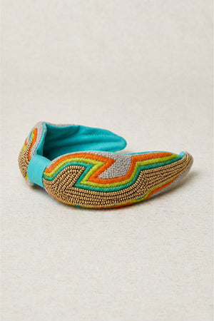 Diadema Bordada Tribal Turquesa