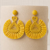 Yellow Triangular Raffia Earring