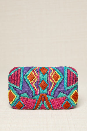 Clutch Bordado Boho Turquesa