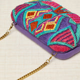 Clutch Bordado Boho Turquesa