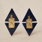 Pendientes Art Decó Geométricos Azul Oscuro