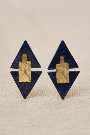 Pendientes Art Decó Geométricos Azul Oscuro