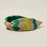 Diadema Bordado Zigzag Verde