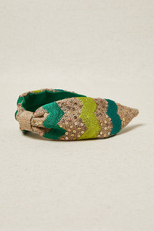 Diadema Bordado Zigzag Verde