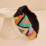 Embroidered Zigzag Headband Black Resin