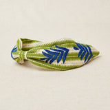 Green Embroidered Striped Headband