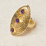 Anillo Ovalado Piedras Violeta