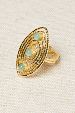Anillo Ovalado Piedras Turquesa
