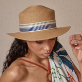 Sombrero con Cinta a Rayas Azul