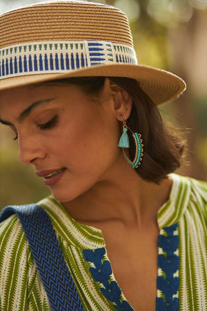 Sombrero con Cinta a Rayas Azul