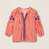 Embroidered Gingham Blouse Yellow/Blue