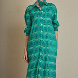 Vestido Camisero Rombos Verde