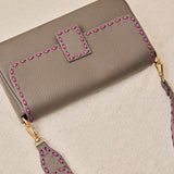 Bolso Solapa Ribete Croche Gris
