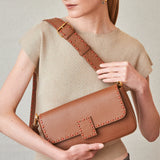 Bolso Solapa con Ribete Croché Beige