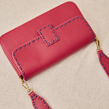 Bolso Solapa Ribete Croche Burdeos