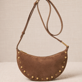Bolso Media Luna con Tachuelas Marrón