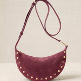 Bolso Media Luna con Tachuelas Burdeos