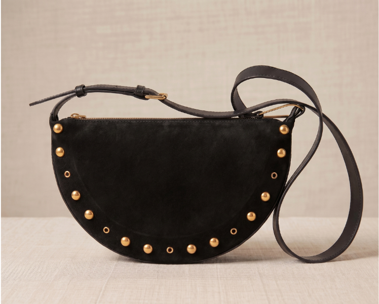 Bolso Media Luna con Tachuelas Negro