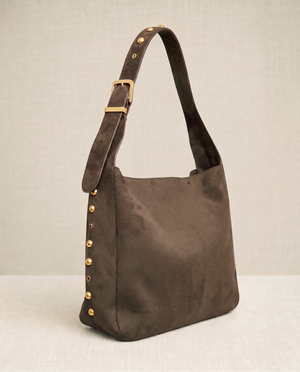 Bolso Shopper Ante con Tachuelas Marrón