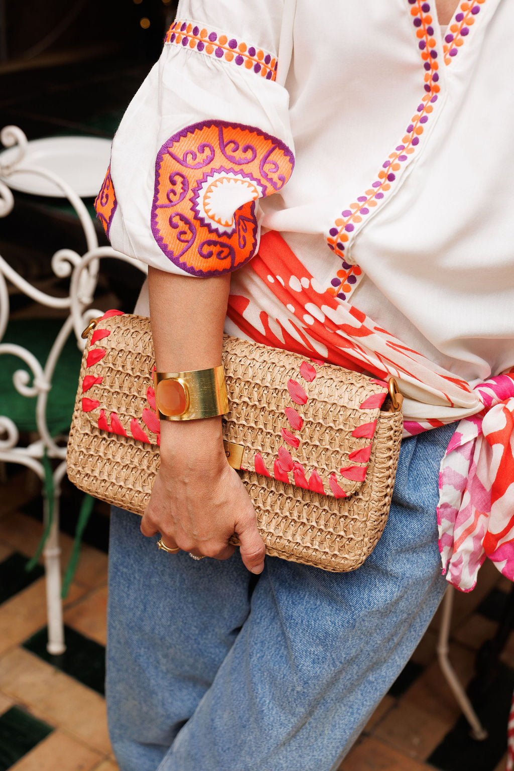 Bolso Rafia Midi Rojo