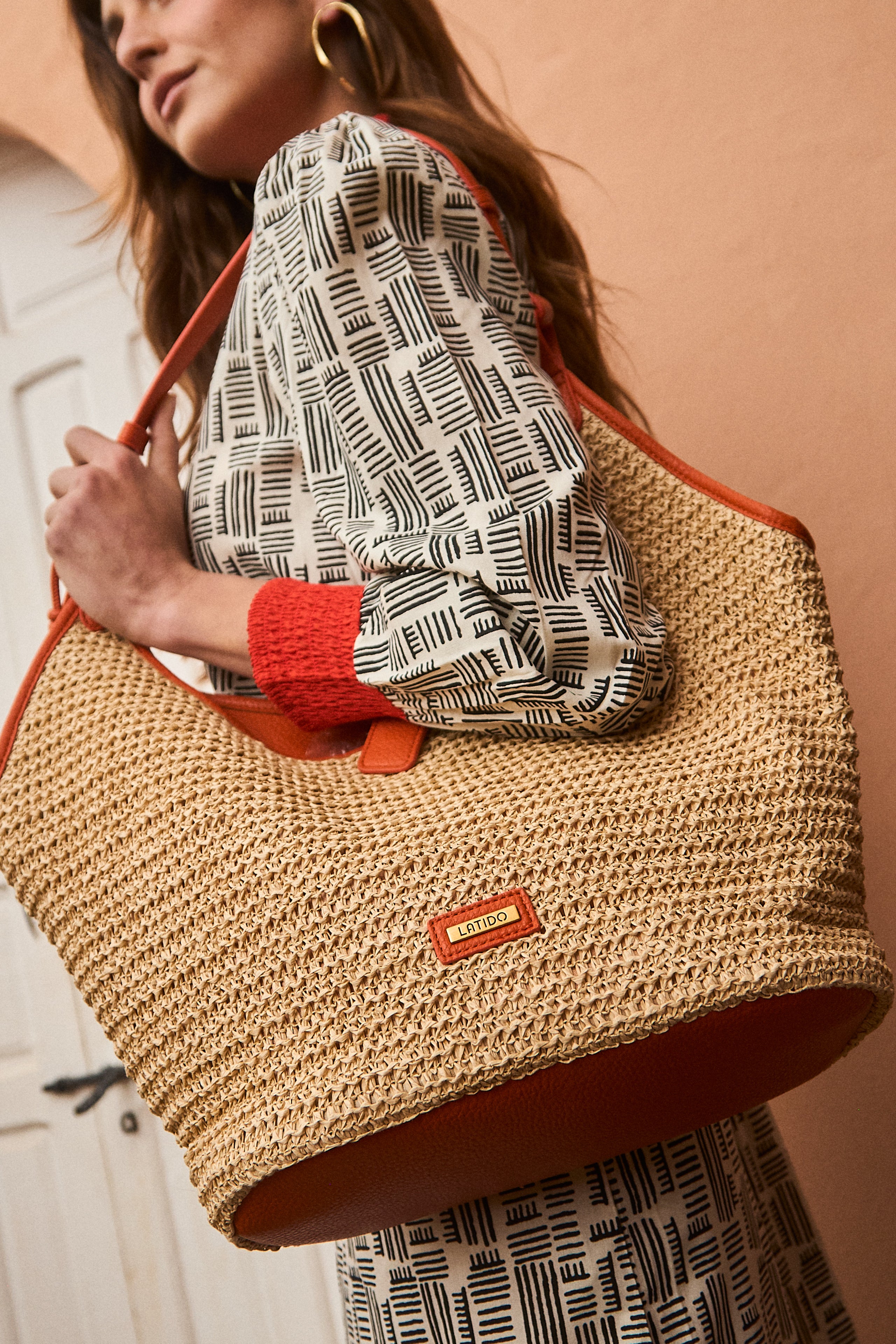 Bolso Shopper Rafia Naranja