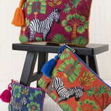 Embroidered Zebra Pouch (L)