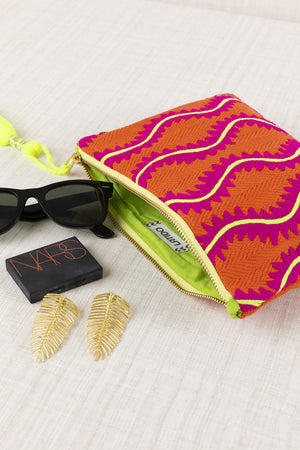 Embroidered Waves Pouch (L)