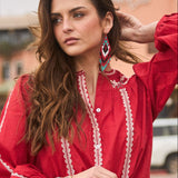 Aztec Red Cascade Earrings