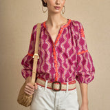 Blusa Ondas Bordada Fucsia