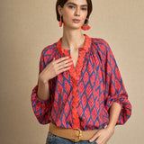 Blusa Rombo Bordada Fucsia