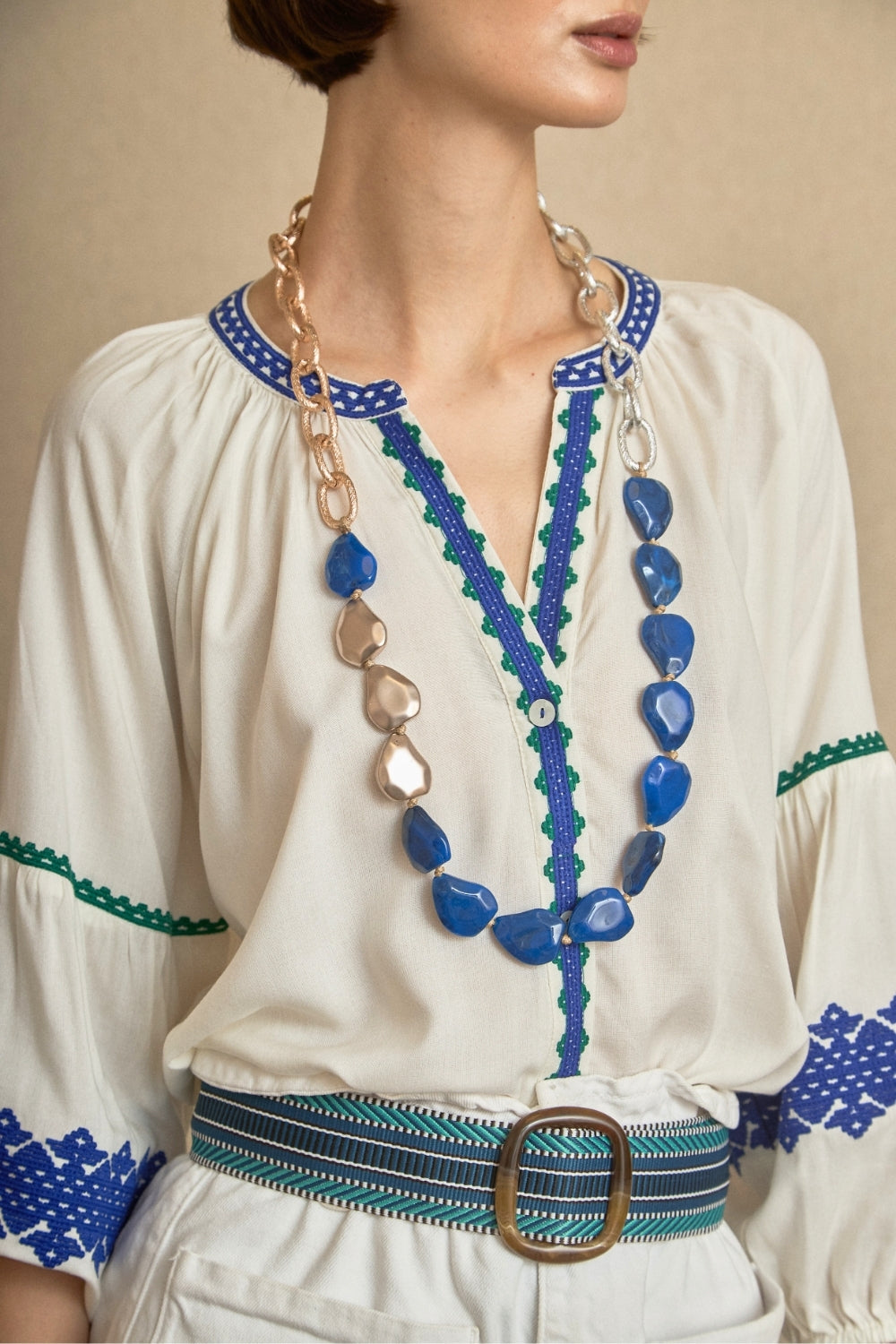 Blusa Bordado Étnico Verde