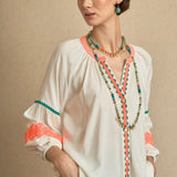 Orange Ethnic Embroidered Blouse